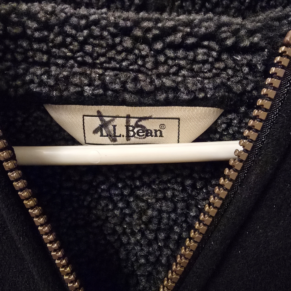 Ll Bean Black Shearling Jacket Size L - image 2